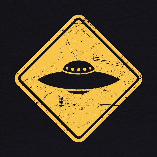 Vintage UFO Warning Sign by MeatMan